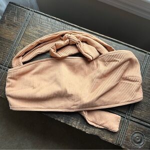 Monday Swimwear • Peach Ribbed Bandeau Halter Bikini Top